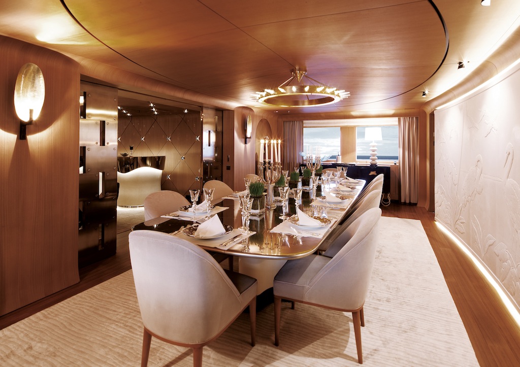 Luxury motor yacht Numptia - Dining Room — Luxury Yacht Charter ...