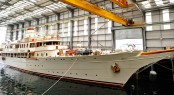 The 71m luxury charter yacht Dona Amelia before her refit at Pendennis