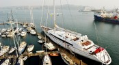 75.2m sailing yacht Mirabella V at Pendennis in Falmouth