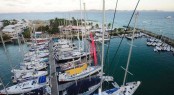 A view from the top of Nanny Cay from the top of Sir Richard Branson's Necker Belle which competed in 2011. Credit Todd VanSickleBVI Spring Regatta & Sailing Festival