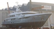 The launch of the Amels luxury motor yacht hull 461 - Photo by Wim Kosten