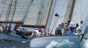 sailing yacht DORADE performing close by schooner ELENA in the 2012 Antigua Classic Yacht Regatta - Photo credit Tim Wright - photoaction