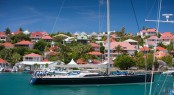 Sailing yacht Nilaya heads out for practice prior to the start of Les Voiles de St Barth &Acirc;&copy; Christophe Jouany  Les Voiles de St. Barth