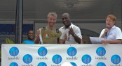 imobile ambassador, the legendary Sir Vivian Richards helps make Antigua Sailing Week a memorable occasion for competitors at today's prizegiving Credit: Ted Martin/photofantasyantigua.com
