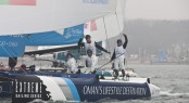 The Wave, Muscat celebrating at the end of racing on the final day of Act 2 Qingdao - Photo Lloyds Images