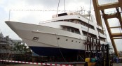 The launch of the 39m superyacht Megaway 128