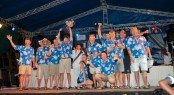 El Ocaso crew receiving the Lord Nelson Trophy from Governor General--Louise Agnetha Lake-Tack Photo by Ted Martin/photofantasyantigua