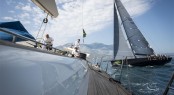 JETHOU yacht crosses in front of NILAYA superyacht during windward-leeward race Photo RolexKurt arrigo