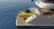 Launch of the three-seater yellow submarine aboard the Sofia superyacht Step 1