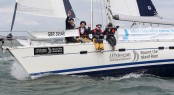 One of the EMCT yachts competing in last year's 80th Anniversary Race with Trust Patron Ellen MacArthur on board. Photo OnEdition