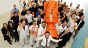 Princess Yachts celebrate the 30th Anniversary of St Luke's Hospice with 6 foot tall collection pot for the charity