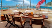 Al-fresco dining aboard charter yacht Drumbeat (ex Salperton) Al-fresco dining aboard charter yacht Drumbeat (ex Salperton)