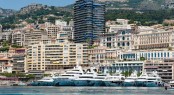 Luxurious yachts lined up along the Quai des États-Unis Luxurious yachts lined up along the Quai des États-Unis