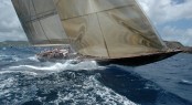 Sailing yacht Velsheda currently taking the first position - Photo by Marc Heupers