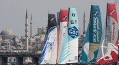 The fleet racing in Istanbul in front of the historic skyline Credit: Lloyd Images