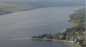 Aerial view of the Rhu Marina in Scotland