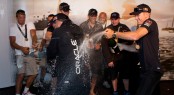 ORACLE TEAM USA Spithill celebrating victory