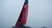 ETNZ's AC72 catamaran yacht New Zealand sailed for the first time in the Hauraki Gulf on 31st July