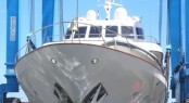 Superyacht Sprezzatura being lifted out of the water by the Monaco Marine Travelift to begin her upgrade Superyacht Sprezzatura being lifted out of the water by the Monaco Marine Travelift to begin her upgrade