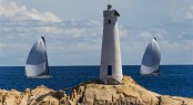 Luxury yachts Shockwave and Ran approach the lighthouse at Monaci - Photo by Rolex Carlo Borlenghi Luxury yachts Shockwave and Ran approach the lighthouse at Monaci - Photo by Rolex Carlo Borlenghi