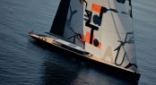 Vitters Sailing yacht Aglaia with sail art by Magne Furuholmen - Photo by Christopher Scholey
