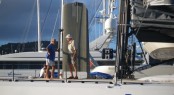 CSA Measurers Tony Maidment and Sandy Mair measuring Rambler in readiness for the 2012 RORC Caribbean 600 Photo by Kathy Lammers
