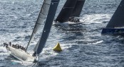 Sailing yacht Ran 2, superyacht Esimit Europa 2 and Stig yacht rounding the mark at the start of the 33rd Rolex Malta Sea Race - Photo by Rolex Kurt Arrigo