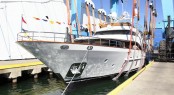 Tradition 105' yacht Serenity hits the water Tradition 105' yacht Serenity hits the water