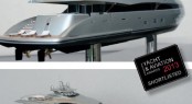 A scale model of the ER175 superyacht concept by Erdevicki and ICON Yachts nominated for the Yacht & Aviation