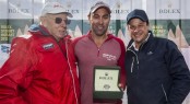 Line honours presentation - (L to R) Bob Oatley (sailing yacht Wild Oats XI owner), Mark Richards (Wild Oats XI skipper) and Patrick Boutellier (Rolex Australia) - Photo Rolex - Carlo Borlenghi