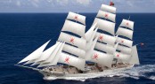 Clipper yacht Orchid sailing rendering, designed by Dykstra Naval Architects - Image credit Dykstra Naval Architects