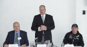 Friends of NZ Marine launch - Graeme Solloway-NZTE, Peter Busfield-NZM and Grant Dalton-ETNZ by Chris Cameron