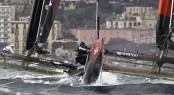 Oracle Team USA and Emirates Team New Zealand in action at ACWS Naples 2012 &Acirc;&copy; FrancescoFerri/Seaway/Nespresso