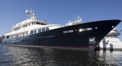 Motor yacht A2 (ex Masquerade of Sole) after refit at Pendennis - Photo by Paul Warchol