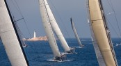 Fleet passing Monaci Island - Loro Piana Superyacht Regatta 2013 © Carlo Borlenghi