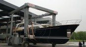 New Mulder 75 Wheelhouse Yacht at launch at new Mulder facility
