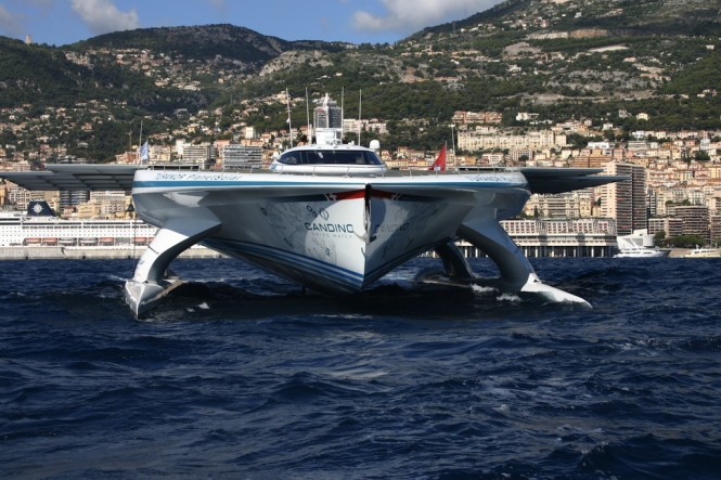 Ms Turanor PlanetSolar departs Monaco 27 September 2010 - Image courtesy of PlanetSolar
