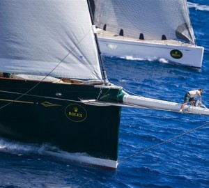 Life at the sharp end - the bowman of superyacht Hetairos - Photo Credit Rolex Carlo Borlenghi