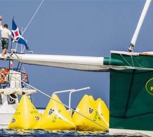 Megayacht Hetairos tests the line before the start gun - Photo by RolexCarlo Borlenghi