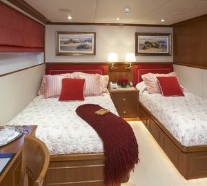Red Twin Bed Cabin On Yacht PRAXIS