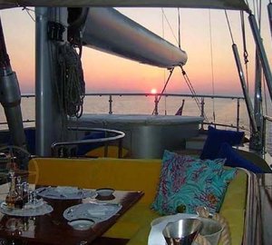 Fly-bridge Eating/dining On Board Yacht ANDROMEDA LA DEA