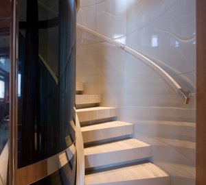 Lower Staircase Aboard Yacht SYNA