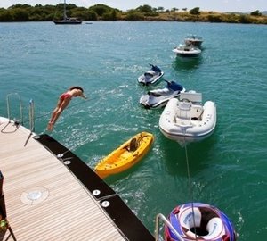 Ship's Tender With Toys On Board Yacht BLUE MOON