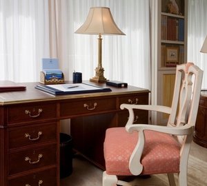 Work Desk: Yacht LEANDER G's Premier Saloon Pictured