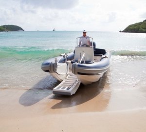 Ship's Tender Upon Beach On Yacht LEANDER G