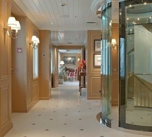 Foyer On Board Yacht with elevator connecting all decks