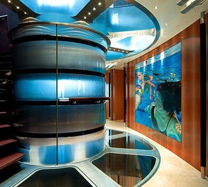Elevator With Stairway Aboard Yacht MALTESE FALCON