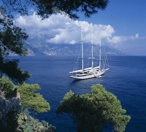 90m Sailing Mega Yacht in the Mediterranean