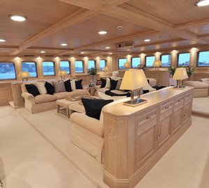 Window View: Yacht NERO's Main Master Observance Lounging Pictured