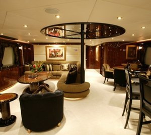 Saloon With Drinks Bar On Board Yacht WORLD IS NOT ENOUGH